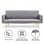 Sarantino 3 Seater Modular Linen Fabric Sofa Bed Couch Light Grey thumbnail 1