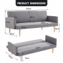 Sarantino 3 Seater Modular Linen Fabric Sofa Bed Couch Light Grey thumbnail 9
