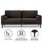 Sarantino 3 Seater Faux Velvet Sofa Bed Couch Furniture Lounge - Black thumbnail 8