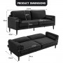 Sarantino 3 Seater Faux Velvet Sofa Bed Couch Furniture Lounge - Black thumbnail 12