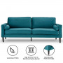 Sarantino Faux Velvet Sofa Bed Couch Furniture Lounge Suite Seat Blue thumbnail 11