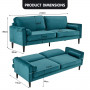 Sarantino Faux Velvet Sofa Bed Couch Furniture Lounge Suite Seat Blue thumbnail 12