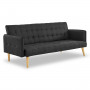 Sarantino 3 Seater Modular Linen Fabric Sofa Bed Couch - Black thumbnail 1
