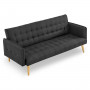Sarantino 3 Seater Modular Linen Fabric Sofa Bed Couch - Black thumbnail 3