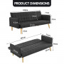 Sarantino 3 Seater Modular Linen Fabric Sofa Bed Couch - Black thumbnail 7