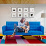 Sarantino 3 Seater Modular Linen Fabric Sofa Bed Couch Armrest - Blue thumbnail 11