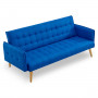 Sarantino 3 Seater Modular Linen Fabric Sofa Bed Couch Armrest - Blue thumbnail 3