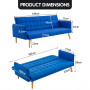 Sarantino 3 Seater Modular Linen Fabric Sofa Bed Couch Armrest - Blue thumbnail 7