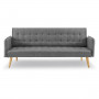 Sarantino 3 Seater Modular Linen Fabric Sofa Bed Couch Armrest Grey thumbnail 2