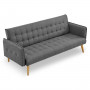 Sarantino 3 Seater Modular Linen Fabric Sofa Bed Couch Armrest Grey thumbnail 4