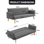 Sarantino 3 Seater Modular Linen Fabric Sofa Bed Couch Armrest Grey thumbnail 8
