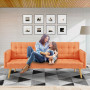 Sarantino 3 Seater Modular Linen Fabric Sofa Bed Couch Armrest Orange thumbnail 11