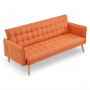 Sarantino 3 Seater Modular Linen Fabric Sofa Bed Couch Armrest Orange thumbnail 4