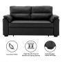Sarantino Faux Leather Sofa Bed Couch Furniture Lounge Suite Black thumbnail 2