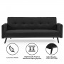 Sarantino 3 Seater Modular Linen Fabric Bed Sofa  Couch Armrest Black thumbnail 2