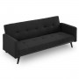 Sarantino 3 Seater Modular Linen Fabric Bed Sofa  Couch Armrest Black thumbnail 4