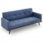 Sarantino 3 Seater Modular Linen Fabric Bed Sofa Couch Armrest Blue thumbnail 4