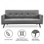 Sarantino 3 Seater Modular Linen Fabric  Bed Sofa Armrest Light Grey thumbnail 2