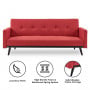 Sarantino 3 Seater Modular Linen Fabric  Bed Sofa Armrest Red thumbnail 2