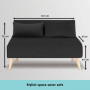 2-Seater Adjustable Sofa Bed Lounge Faux Velvet Fabric - Black thumbnail 7