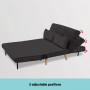 Sarantino 3 Seater Faux Velvet Sofa Bed Couch Furniture - Black thumbnail 1
