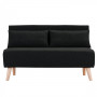 2-Seater Adjustable Sofa Bed Lounge Faux Velvet Fabric - Black thumbnail 1