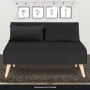 2-Seater Adjustable Sofa Bed Lounge Faux Velvet Fabric - Black thumbnail 3