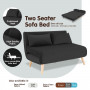 2-Seater Adjustable Sofa Bed Lounge Faux Velvet Fabric - Black thumbnail 4
