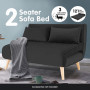 2-Seater Adjustable Sofa Bed Lounge Faux Velvet Fabric - Black thumbnail 5