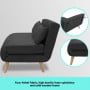 2-Seater Adjustable Sofa Bed Lounge Faux Velvet Fabric - Black thumbnail 6