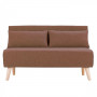 Adjustable Corner Sofa 2-Seater Lounge Linen Bed Seat - Brown thumbnail 1