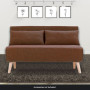 Adjustable Corner Sofa 2-Seater Lounge Linen Bed Seat - Brown thumbnail 2