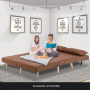 Adjustable Corner Sofa 2-Seater Lounge Linen Bed Seat - Brown thumbnail 3