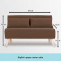 Adjustable Corner Sofa 2-Seater Lounge Linen Bed Seat - Brown thumbnail 7