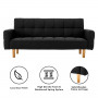Sarantino 3 Seater Linen Fabric Sofa Bed Couch Armrest Futon Black thumbnail 2