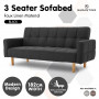 Sarantino 3 Seater Linen Fabric Sofa Bed Couch Armrest Futon Black thumbnail 3