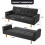Sarantino 3 Seater Linen Fabric Sofa Bed Couch Armrest Futon Black thumbnail 12