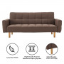 Sarantino 3 Seater Linen Fabric Sofa Bed Couch Armrest Futon Brown thumbnail 2