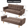 Sarantino 3 Seater Linen Fabric Sofa Bed Couch Armrest Futon Brown thumbnail 10