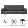 Sarantino 3 Seater Linen Fabric  Bed Sofa Armrest Futon Dark Grey thumbnail 2