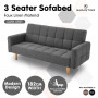 Sarantino 3 Seater Linen Fabric  Bed Sofa Armrest Futon Dark Grey thumbnail 3