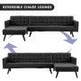 Sarantino 3-Seater Corner Wooden Sofa Bed Lounge Chaise Sofa Black thumbnail 2