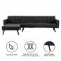 Sarantino 3-Seater Corner Wooden Sofa Bed Lounge Chaise Sofa Black thumbnail 3