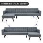 Sarantino 3-Seater Corner Wooden Sofa Bed Lounge Chaise Sofa Grey thumbnail 4