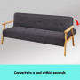 Three Seater Linen Fabric Sofa Bed Lounge Couch Futon - Dark Grey thumbnail 5