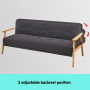 Three Seater Linen Fabric Sofa Bed Lounge Couch Futon - Dark Grey thumbnail 9