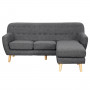 Linen Corner Sofa Couch Lounge L-shaped with Chaise - Dark Grey thumbnail 1