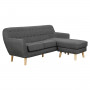 Linen Corner Sofa Couch Lounge L-shaped with Chaise - Dark Grey thumbnail 2
