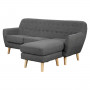 Linen Corner Sofa Couch Lounge L-shaped with Chaise - Dark Grey thumbnail 4