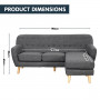 Linen Corner Sofa Couch Lounge L-shaped with Chaise - Dark Grey thumbnail 6